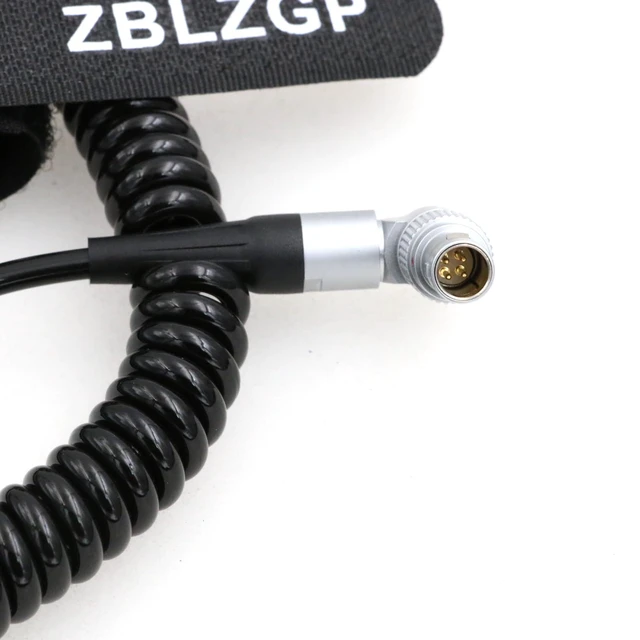 Alt view image 2 of 7 - D-tap to Rotatable Right Angle 4 Pin Male Coiled Power Cable for Zacuto Kameleon EVF