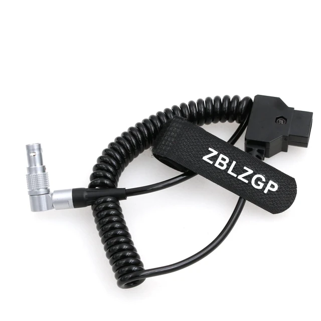 Alt view image 6 of 7 - D-tap to Rotatable Right Angle 4 Pin Male Coiled Power Cable for Zacuto Kameleon EVF