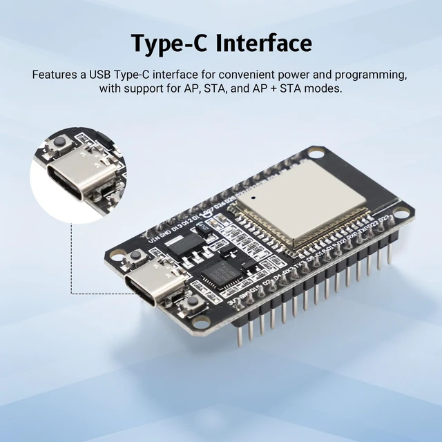 Alt view image 4 of 7 - 3 Pack ESP32 Development Boards with Type-C Cables, 30-Pin WiFi + Bluetooth Dual Core ESP-32 Microcontroller, CP2102 Chip, Compatible with Arduino IDE for IoT Smart Home & DIY Projects