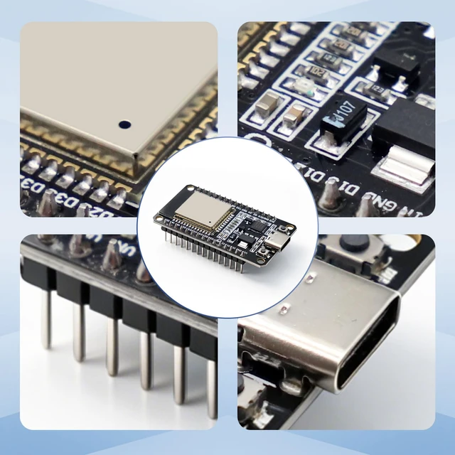 Alt view image 7 of 7 - 3 Pack ESP32 Development Boards with Type-C Cables, 30-Pin WiFi + Bluetooth Dual Core ESP-32 Microcontroller, CP2102 Chip, Compatible with Arduino IDE for IoT Smart Home & DIY Projects