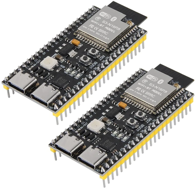 Main image of 2Pack ESP32-S3 Type-C Development Board N16R8 MCU with Dual-Mode Wi-Fi Bluetooth with Antenna Base Compatible with Arduino IoT ESP32-S3-WROOM-1