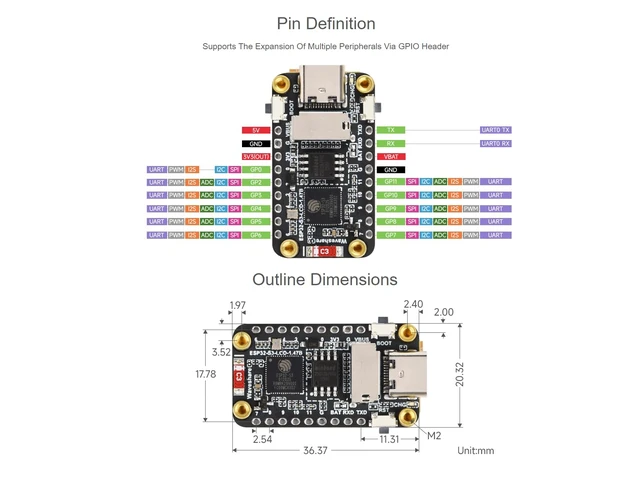 Alt view image 5 of 7 - ESP32-S3 1.47inch LCD Display Development Board Type B,262K Color Display | 172×320 Resolution Screen,16MB Flash,8MB PSRAM,Supports 2.4GHz Wi-Fi and BLE 5, Run GUI programs LVGL