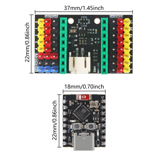 Alt view image 2 of 6 - 3 Sets ESP32-C3 MINI Development Board ESP32 Supermini Development Board RP2040 Development Board WiFi Bluetooth wtih C3 Expansion Board