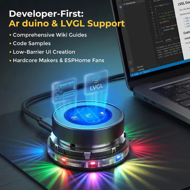 Alt view image 6 of 7 - ESP32 Rotary Display, 1.46" 360x360 IPS, 8MB PSRAM | ESP32-S3 HMI, Home Assistant Compatible, ESPHome Ready, Ar duino LVGL Support, 16MB Flash, IoT Development Board