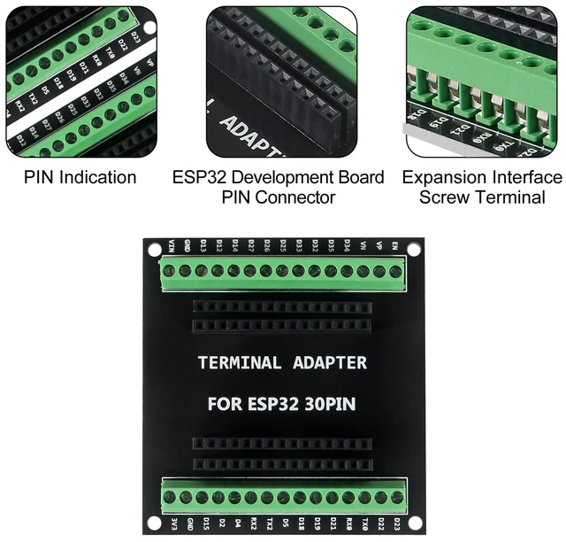 Alt view image 5 of 6 - 3Pcs ESP32 ESP32-32 CP2102 Type C Development Board GPIO Breakout Board 30Pin Type-C USB Dual Interface ESP32 Shield 30P WiFi+Bluetooth Dual Core ESP-32 ESP-32 ESP-32S Expansion Board