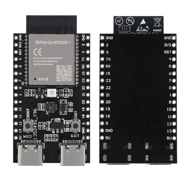 Alt view image 2 of 6 - 2Pcs ESP32-C6-1 ESP32-C6 ESP32-C6-1-N8 Development Board ESP32-C6-DevKitM-1 Dual Core Type-C Board MCU Module Integrates Complete Wi-Fi and BLE for Internet of Things
