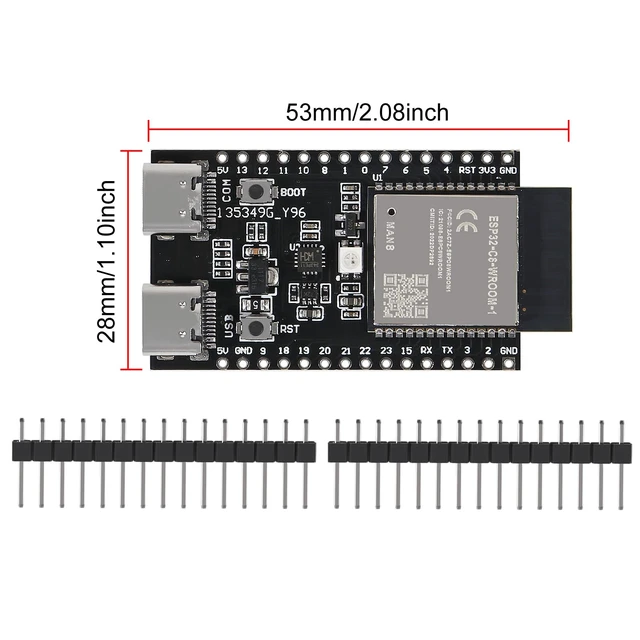 Alt view image 4 of 6 - 2Pcs ESP32-C6-1 ESP32-C6 ESP32-C6-1-N8 Development Board ESP32-C6-DevKitM-1 Dual Core Type-C Board MCU Module Integrates Complete Wi-Fi and BLE for Internet of Things