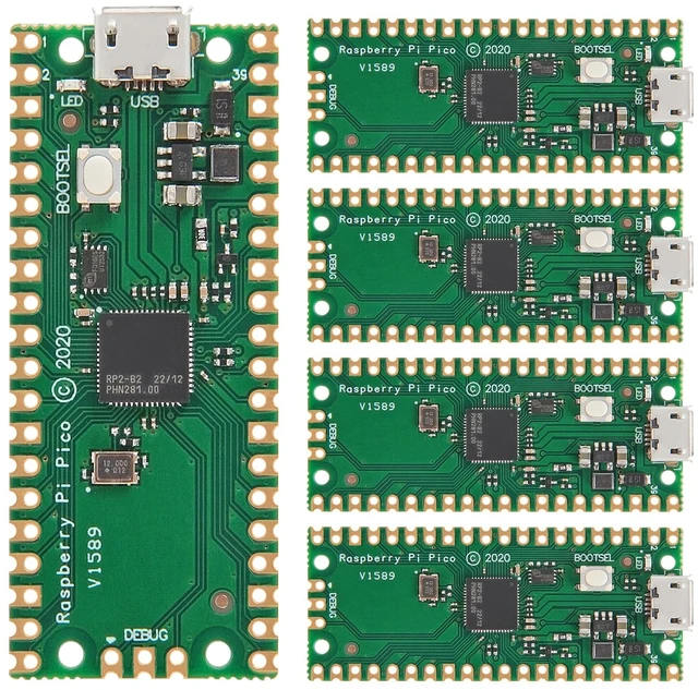 Main image of 5Pcs RP2040 Dual-Core Cortex M0+ Processor for Raspberry Pi Pico Development Board 2MB Flash Supports C/C++/Python SPI/I2C/UART Interfaces