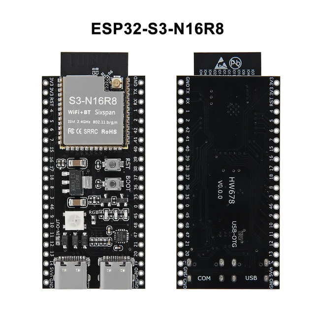 Alt view image 5 of 6 - 3Set ESP32 S3 N16R8 Development Board Type-C WiFi+Bluetooth Internet of Things ESP32-S3 Dual Type-C Core Board ESP32-S3-DevKit with Antenna + IPEX - Unwelded