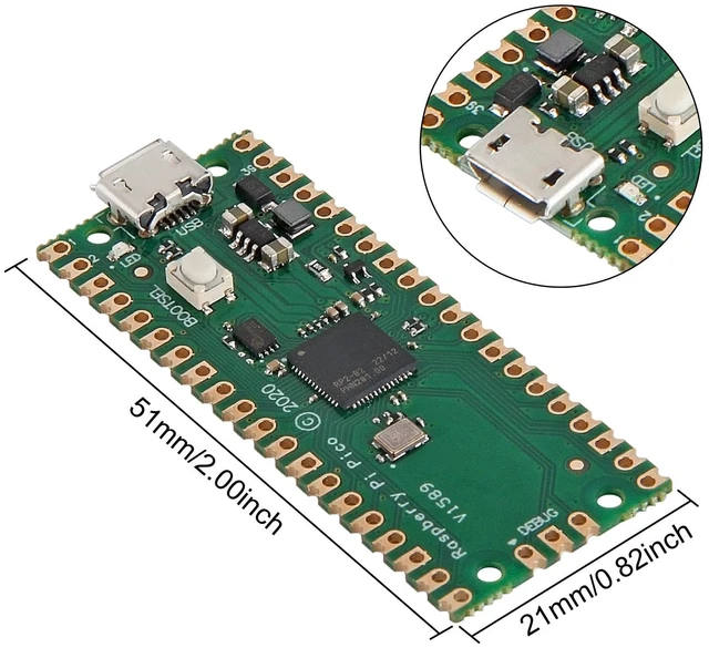 Alt view image 3 of 7 - 5Pcs RP2040 Dual-Core Cortex M0+ Processor for Raspberry Pi Pico Development Board 2MB Flash Supports C/C++/Python SPI/I2C/UART Interfaces