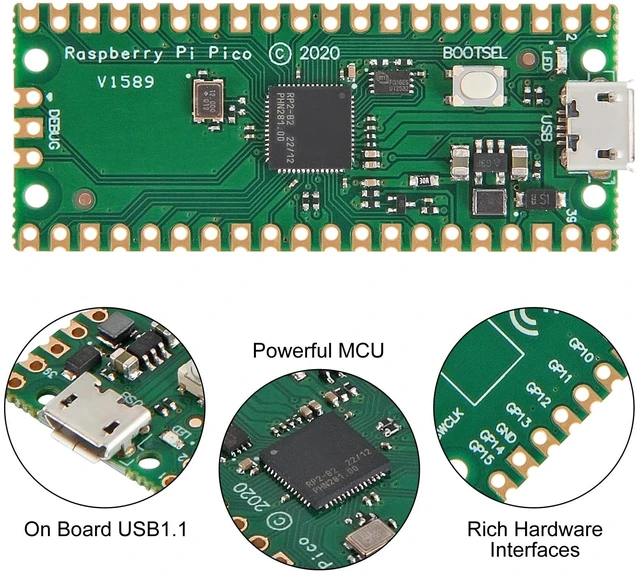Alt view image 4 of 7 - 5Pcs RP2040 Dual-Core Cortex M0+ Processor for Raspberry Pi Pico Development Board 2MB Flash Supports C/C++/Python SPI/I2C/UART Interfaces