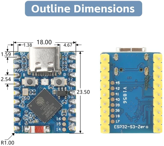 Alt view image 5 of 6 - 3Pcs ESP32-S3 Mini Development Board,ESP32 Supermini Board with WiFi/BT 5.0 ESP32-S3FH4R2,Dual-Core CPU, 240MHz, 512KB SRAM, 4MB Flash 2MB PSRAM for IoT Arduin0 Wearables & Smart Home (Blue-Board)