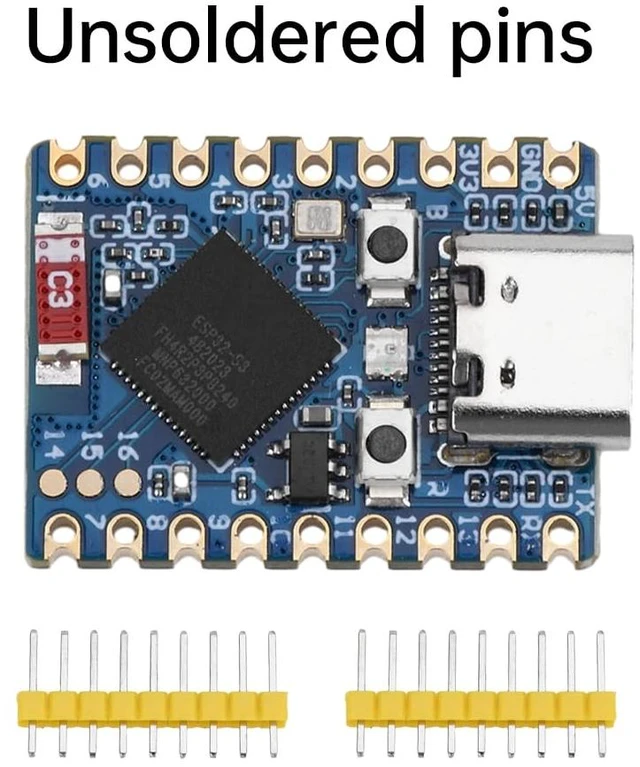 Alt view image 6 of 6 - 3Pcs ESP32-S3 Mini Development Board,ESP32 Supermini Board with WiFi/BT 5.0 ESP32-S3FH4R2,Dual-Core CPU, 240MHz, 512KB SRAM, 4MB Flash 2MB PSRAM for IoT Arduin0 Wearables & Smart Home (Blue-Board)