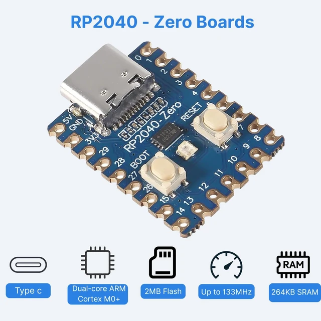Alt view image 2 of 7 - 6pcs RP2040-Zero Board,RP2040 Microcontroller Based PICO Development Boards | Dual-Core Arm Cortex M0+ 133MHz, 2MB Flash, 264KB SRAM, Type-C, Support C/C++ & MicroPython, for IoT DIY Embedded Projects