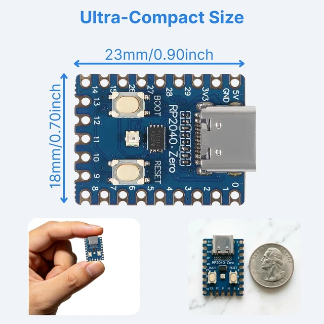Alt view image 6 of 7 - 6pcs RP2040-Zero Board,RP2040 Microcontroller Based PICO Development Boards | Dual-Core Arm Cortex M0+ 133MHz, 2MB Flash, 264KB SRAM, Type-C, Support C/C++ & MicroPython, for IoT DIY Embedded Projects