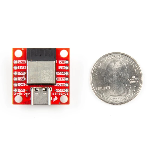 Alt view image 2 of 7 - Qwiic Pocket Development Board - ESP32-C6 Mini-1 Module, Including a USB-C Connector, Qwiic Connector, 2-pin JST Battery Connector, Board Dimensions: (Inches) 1" x 1"