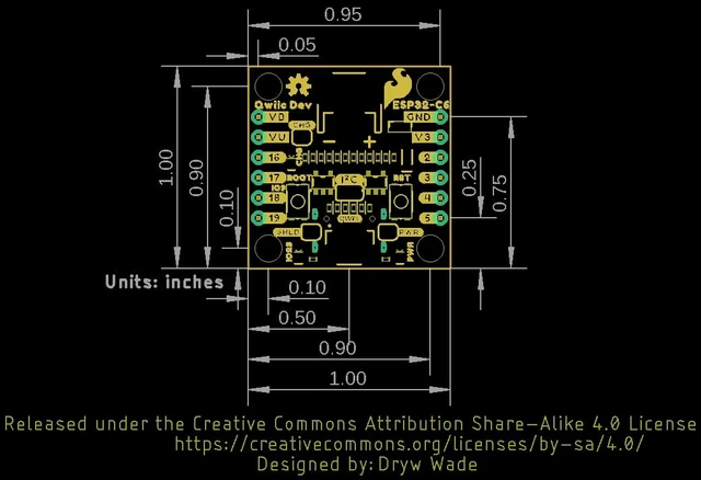 Alt view image 4 of 7 - Qwiic Pocket Development Board - ESP32-C6 Mini-1 Module, Including a USB-C Connector, Qwiic Connector, 2-pin JST Battery Connector, Board Dimensions: (Inches) 1" x 1"