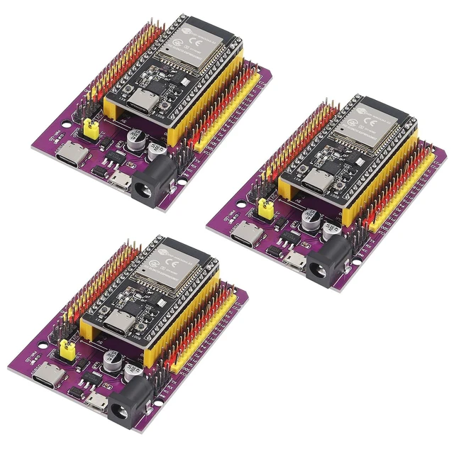 Alt view image 2 of 7 - 6-Pack ESP32 WROOM Development Board, Type-C, CP2102 Chip | 38-pin narrow expansion breakout shield, 2.4GHz WiFi Bluetooth dual-core, for smart home IoT prototyping