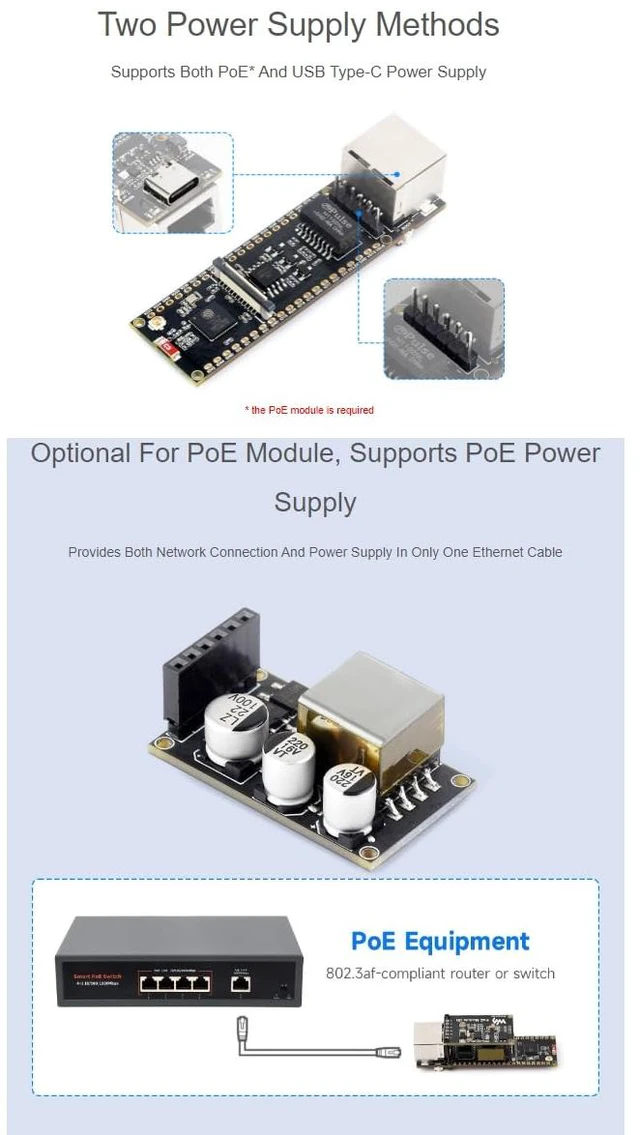 Alt view image 7 of 7 - ESP32-S3 PoE ETH Development Board Based on ESP32-S3R8,Ethernet Module | 10/100Mbps RJ45 Ethernet Port,Dual Core Processor,Support Wi-Fi & Bluetooth