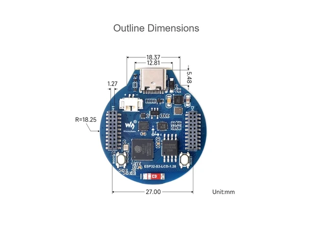 Alt view image 7 of 7 - ESP32-S3 Development Board Onboard 1.28inch Round LCD Display,240×240 | 32-bit LX7 Dual-core Processor,Support 2.4 GHz Wi-Fi and Bluetooth 5(LE) ,Embedded GC9A01 Driver Chip