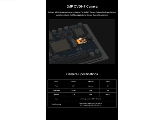 Alt view image 6 of 7 - ESP32-P4-WIFI6 4.3inch LCD Development Board with 5MP OV5647 Camera | 480×800 Resolution 5-Point Capacitive Touch Display,Based on ESP32-P4 and ESP32-C6,Supports AI Speech Interaction