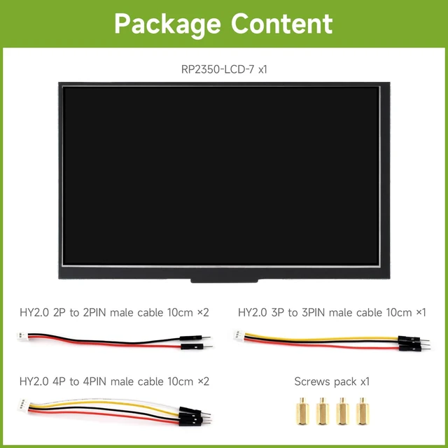 Alt view image 2 of 7 - RP2350 7inch LCD Development Board, 800 × 480 Resolution, 65K Color, Supports Dual-core and Dual-Architecture,Without Touch Control