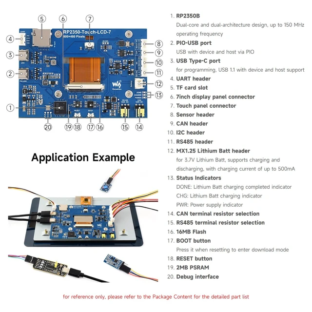 Alt view image 7 of 7 - RP2350 7inch LCD Development Board, 800 × 480 Resolution, 65K Color, Supports Dual-core and Dual-Architecture,Without Touch Control