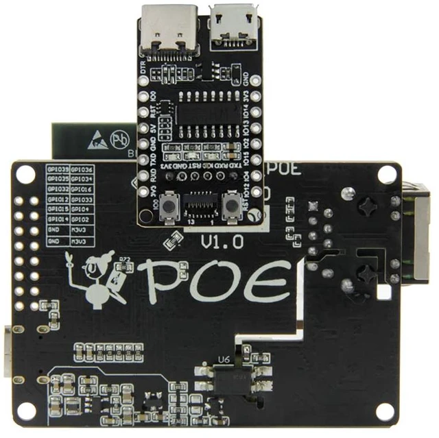 Alt view image 3 of 6 - T-Internet-POE V2 Ethernet Adapter Downloader Expansion Board | ESP32,TTGO ,Development Board