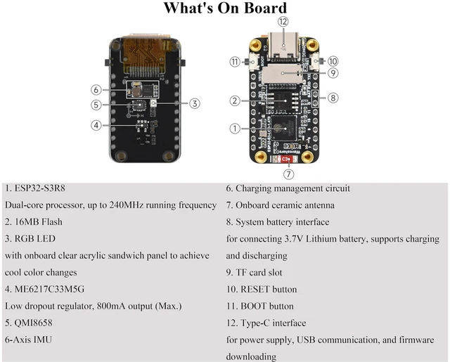 Alt view image 5 of 7 - ESP32-S3 1.47inch LCD Display Development Board with Pre-Soldered Header, 172x320 Resolution, 262K Display Color, Supports 2.4GHz Wi-Fi/BLE 5, 240MHz LX7 Dual-Core Processor, ESP32 with Display