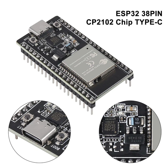 Alt view image 4 of 7 - 3-Pack ESP32 Development Board with Breakout Shield, Type-C, 38-Pin | Solderless screw terminals, 2.4GHz WiFi Bluetooth dual-core module, for smart home IoT prototyping