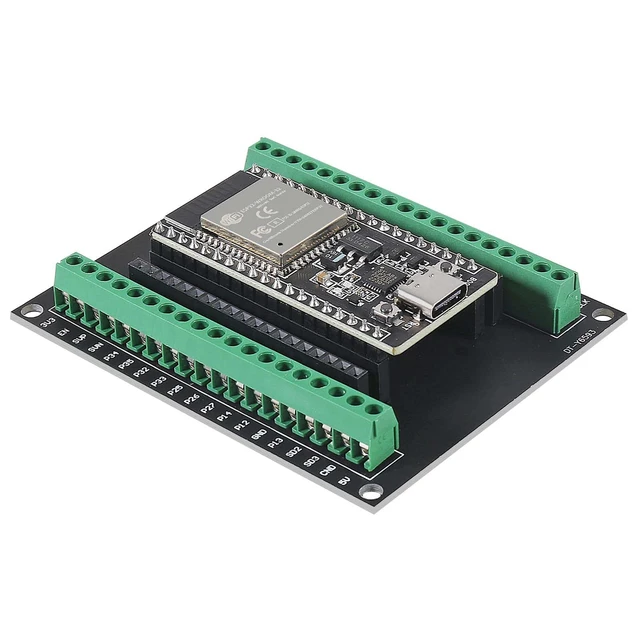 Alt view image 7 of 7 - 3-Pack ESP32 Development Board with Breakout Shield, Type-C, 38-Pin | Solderless screw terminals, 2.4GHz WiFi Bluetooth dual-core module, for smart home IoT prototyping