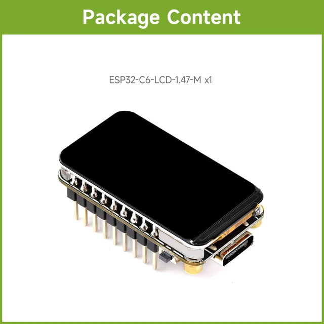 Alt view image 2 of 7 - ESP32-C6 1.47inch Display Dev Board, 172×320, 262K Color, 160MHz Running Frequency Single-core, Supports WiFi 6 & Bluetooth, with Colorful RGB LED, ESP32 with Display, with Pinheader