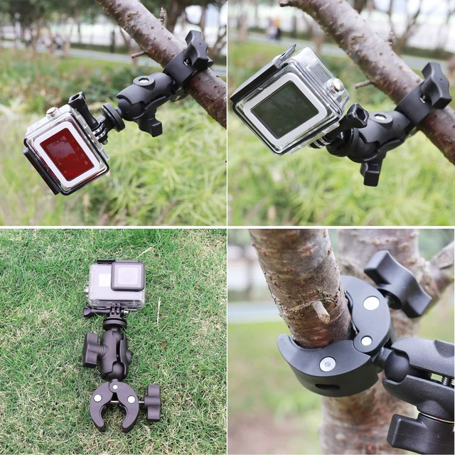 Alt view image 7 of 7 - Taisioner Super Camera Clamp Mount Double Socket Arm | 1/4"-20 Ball Head Adapter for GoPro AKASO DJI Action Insta360 or DSLR Digital Camera Monitor/LED Lights/