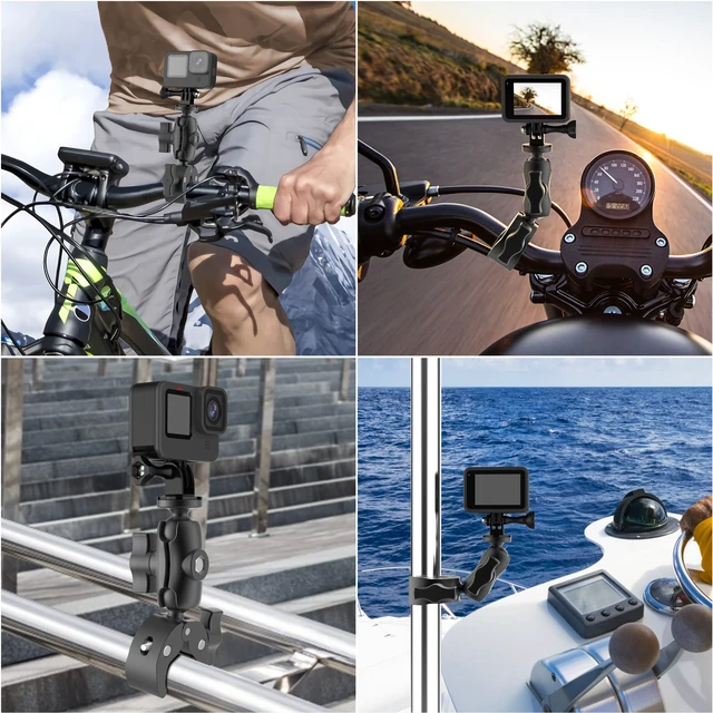 Alt view image 6 of 7 - Taisioner Super Camera Clamp Mount Double Socket Arm | 1/4"-20 Ball Head Adapter for GoPro AKASO DJI Action Insta360 or DSLR Digital Camera Monitor/LED Lights/