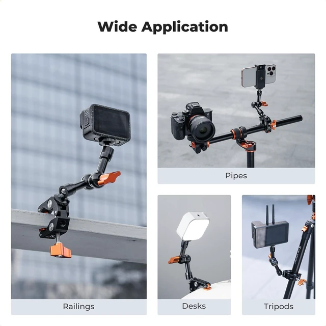 Alt view image 7 of 7 - K&F CONCEPT Camera Mount Clamp, Super Crab Clamp Rotatable Clamping Block | 1/4" and 3/8" Thread Holes for Round Pipe Flat Surface, Camera Mounts, and Other Photographic Accessories, MS65
