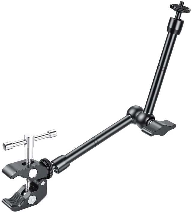 Main image of 13'' Magic Arm Camera Mount 360° Rotation 2-Sections Foldable Tabletop Holder with C-Clamp Overhead Camera Mount with 1/4" & 3/8" Screw Hole for DSLR, Digicam, Webcam, Microphone