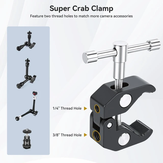 Alt view image 4 of 7 - 20" Magic Arm Clamp, Overhead Action Camera Mount Holder Stand | Camera Arm Flexible Desk Camera Mount, Articulating Friction Boom Arm, for POV Shot, Filming, Light, Webcam, Action Camera