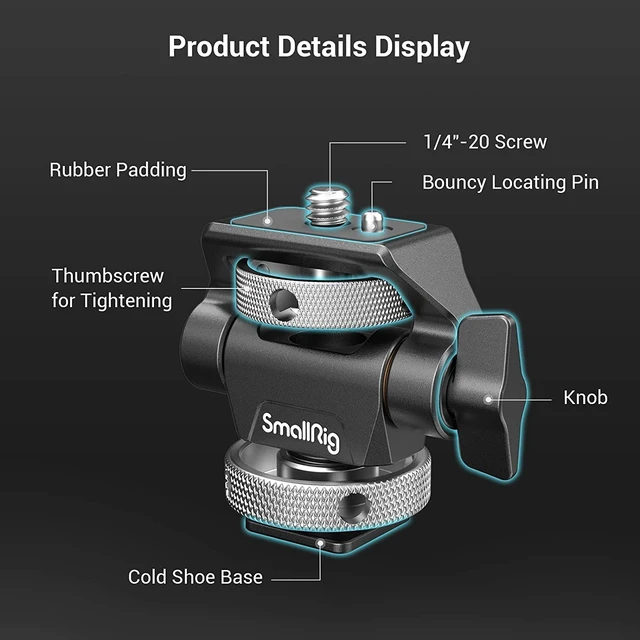 Alt view image 2 of 7 - SmallRig Field Monitor Mount Holder with Cold Shoe Mount | for 5" and 7" Monitor, Swivel and Tilt Adjustable