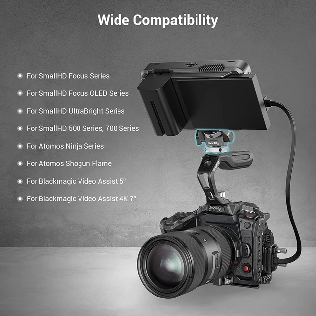 Alt view image 3 of 7 - SmallRig Field Monitor Mount Holder with Cold Shoe Mount | for 5" and 7" Monitor, Swivel and Tilt Adjustable