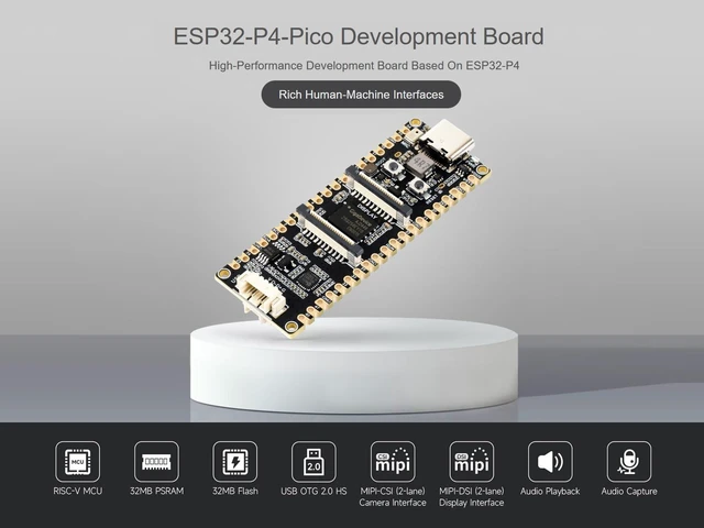 Alt view image 2 of 5 - ESP32-P4 Pico Development Board Adopts ESP32-P4 Module, with RISC-V Dual-core and Single-core Processors, Featuring MIPI-CSI/DSI, Onboard Microphone, Speaker Header, USB 2.0, etc. Peripherals