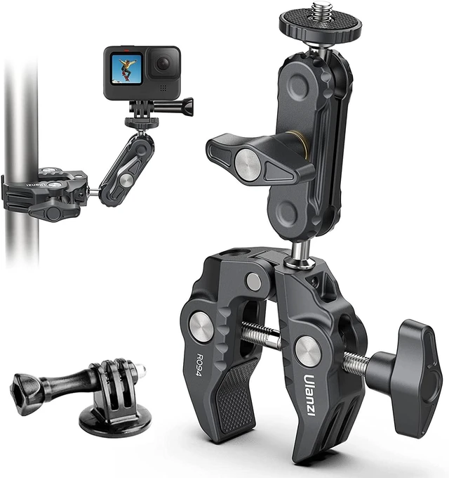 Main image of Super Clamp Camera Clamp Mount Monitor 360° Ballhead Magic Arm Double Ball Head Adapter with 1/4"-20 & 3/8"-16 Thread for Canon Nikon DSLR Camera/Gopro/LED Lights/Ronin-M/Ronin MX/Freefly MOVI