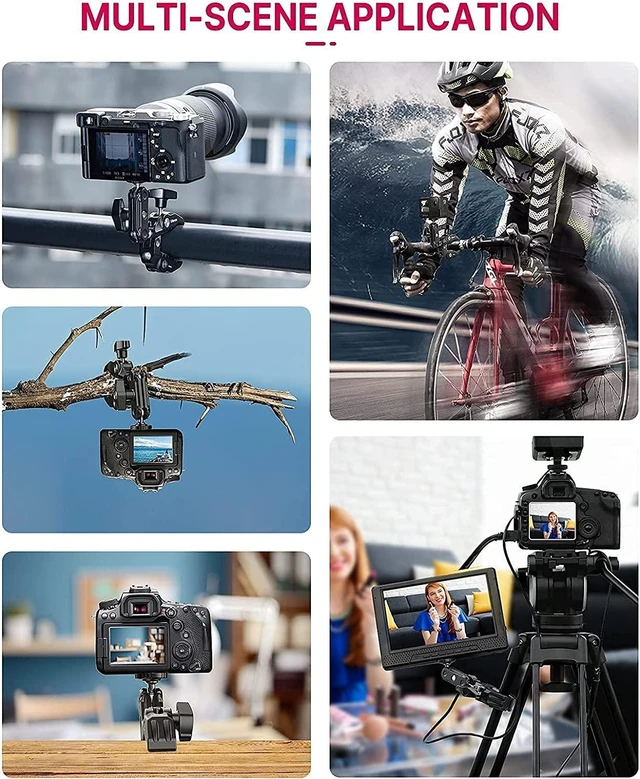 Alt view image 6 of 7 - Super Clamp Camera Clamp Mount Monitor 360° Ballhead Magic Arm Double Ball Head Adapter with 1/4"-20 & 3/8"-16 Thread for Canon Nikon DSLR Camera/Gopro/LED Lights/Ronin-M/Ronin MX/Freefly MOVI