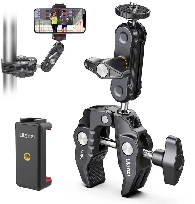 Main image of Super Clamp Camera Clamp Mount Monitor 360° Ballhead MagicArm Double | Ball Head Adapter with 1/4"-20 & 3/8"-16 Thread ST-07 Phone Tripod Mount