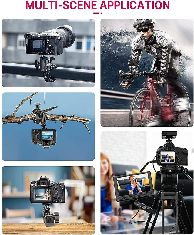 Alt view image 6 of 7 - Super Clamp Camera Clamp Mount Monitor 360° Ballhead MagicArm Double | Ball Head Adapter with 1/4"-20 & 3/8"-16 Thread ST-07 Phone Tripod Mount