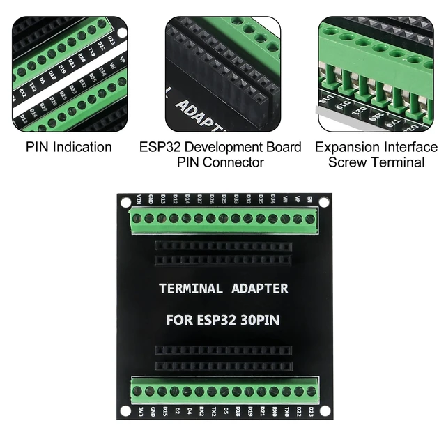 Alt view image 6 of 6 - 3Set ESP32 CP2102 Type C 30pin Development Board GPIO Breakout Board Type-C USB Dual Interface ESP32 Shield 30P WiFi+Bluetooth Dual Core ESP-32 Expansion Board
