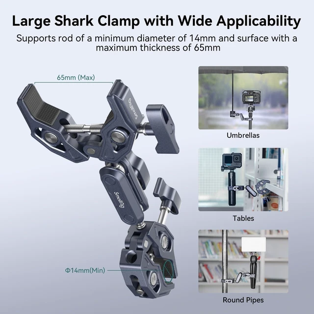 Alt view image 3 of 7 - Super Clamp Arm, Double Clamp Mount | Max Load Capacity 3.5 kg, for Chair, Pole, Tripod, C Stand, Handlebar