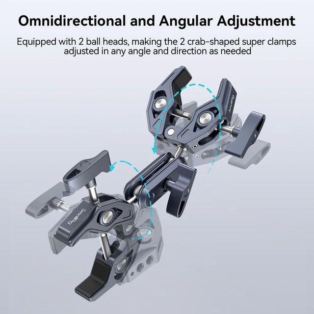 Alt view image 4 of 7 - Super Clamp Arm, Double Clamp Mount | Max Load Capacity 3.5 kg, for Chair, Pole, Tripod, C Stand, Handlebar
