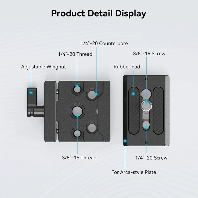 Alt view image 6 of 7 - DSLR/Mirrorless Quick Release Clamp and Plate for Arca Standard