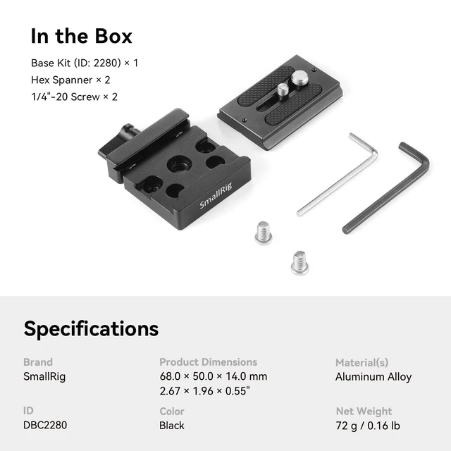 Alt view image 7 of 7 - DSLR/Mirrorless Quick Release Clamp and Plate for Arca Standard