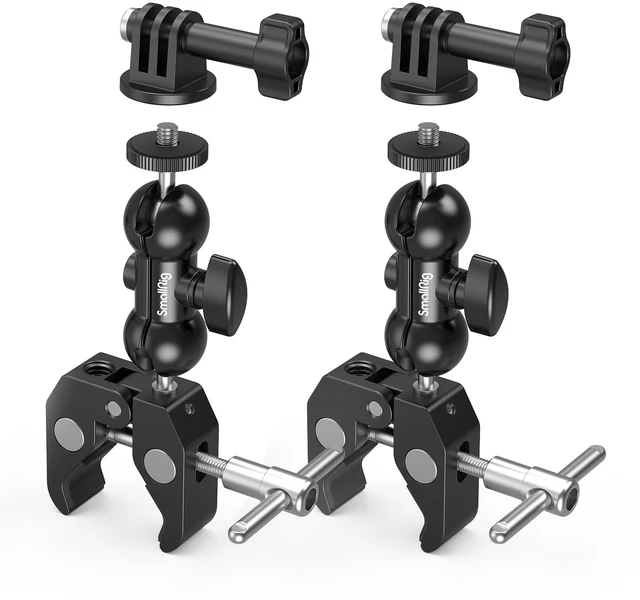 Main image of Super Clamp Mount 2-Pack, Double Ball Head Magic Arm for Camera | Clamp for Fences, Desks, Tripods, for Monitors, Lights, Action Cameras